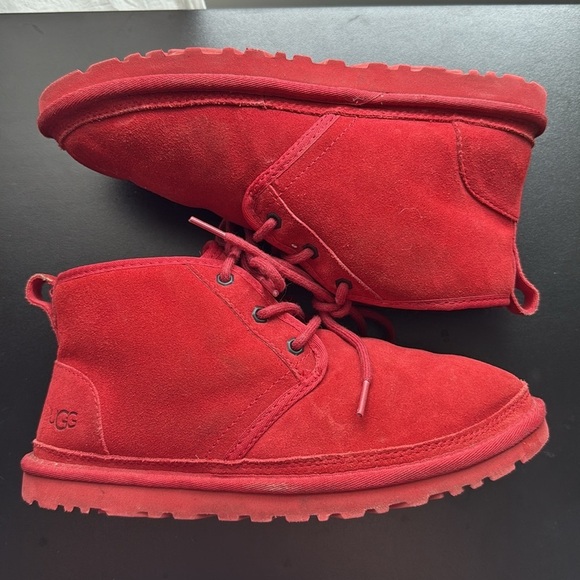 UGG Womens Neumel Boots Samba Red Suede Lace Up Ankle Chukka Shoes Size 8 - Picture 5 of 6